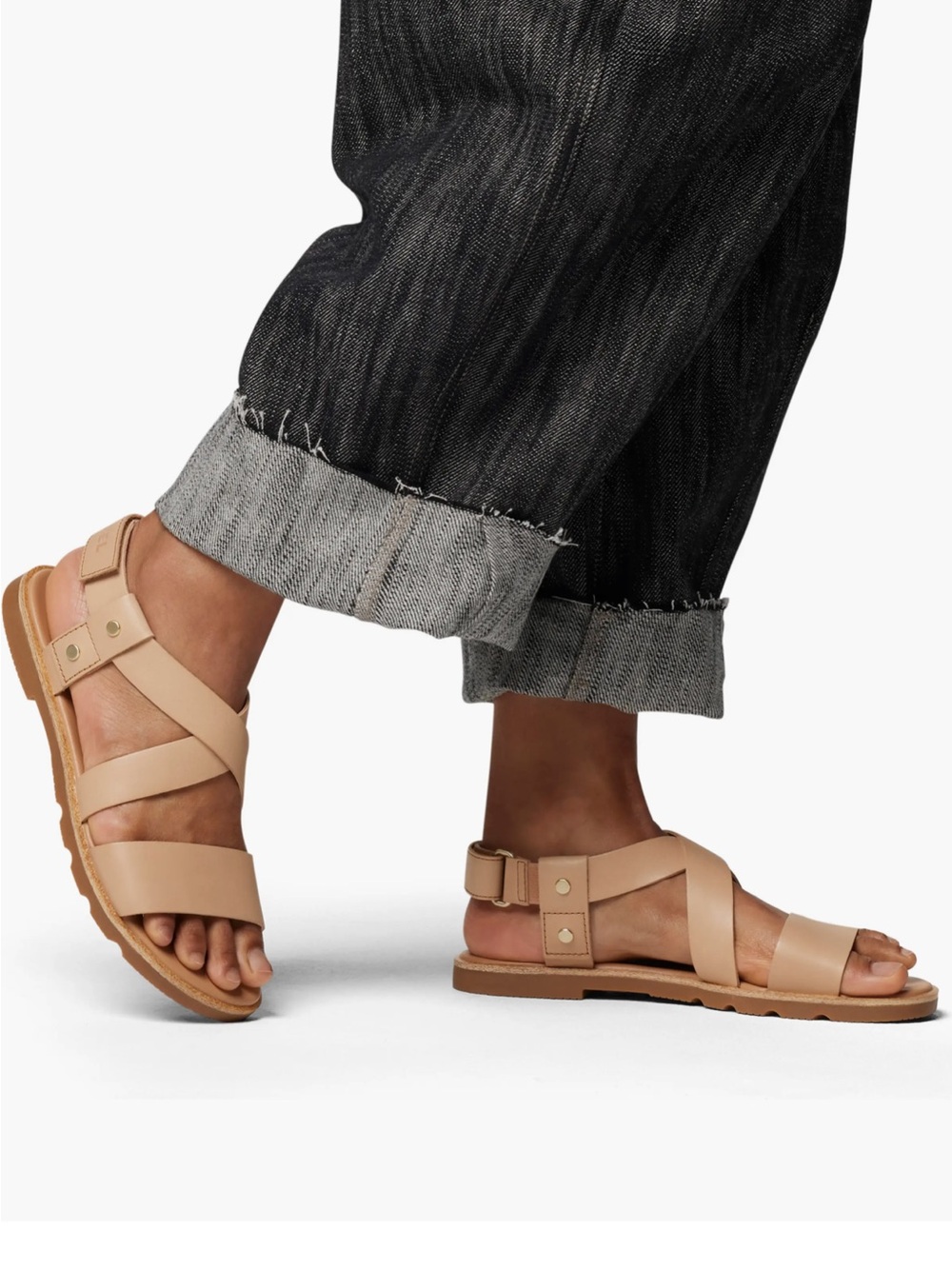 SOREL Ella lll Crisscross Slingback Adjustable Leather Sandal
